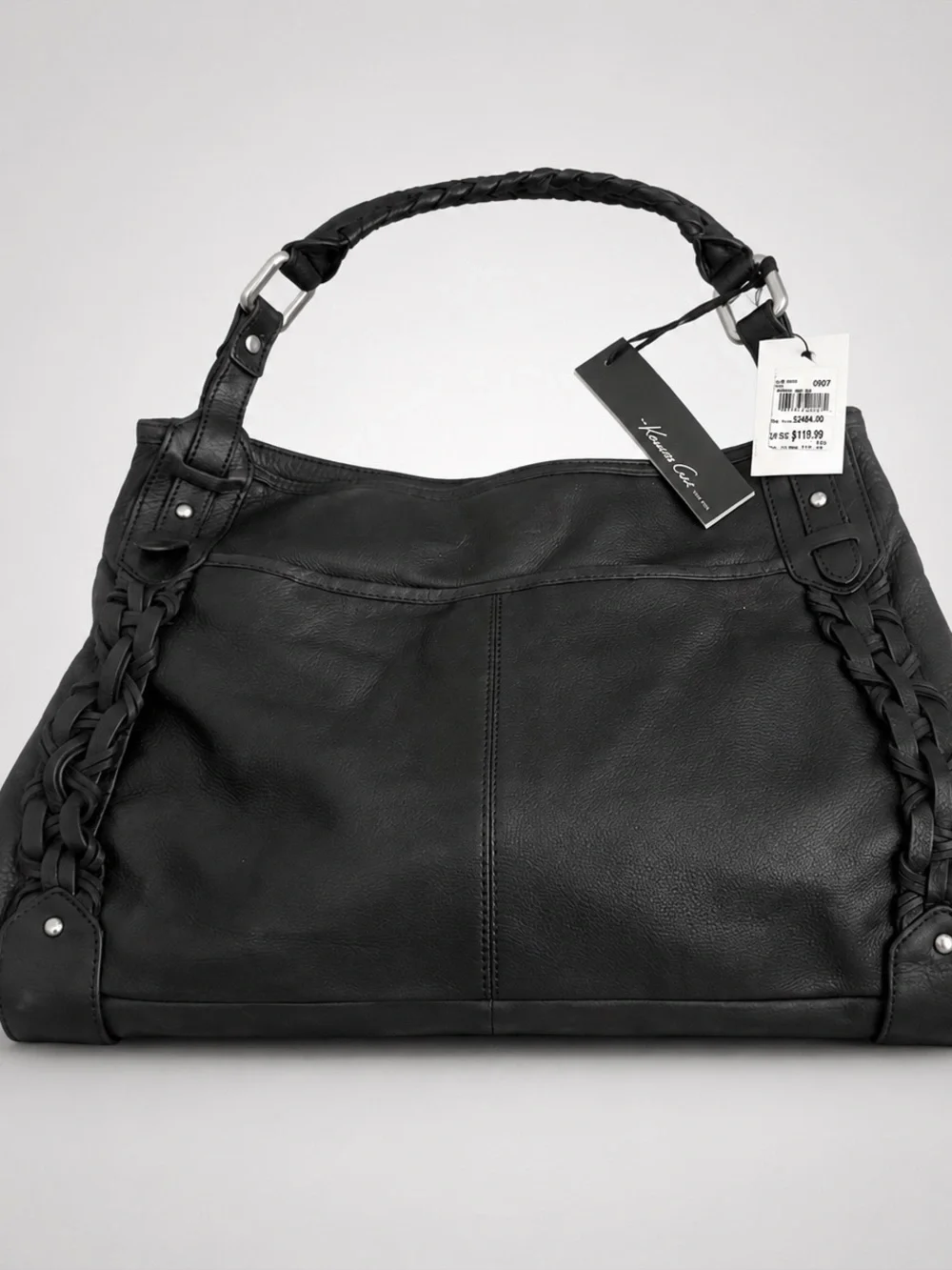 Kenneth Cole NEW Black Leather Shoulder Hobo Bag Shoulder Purse